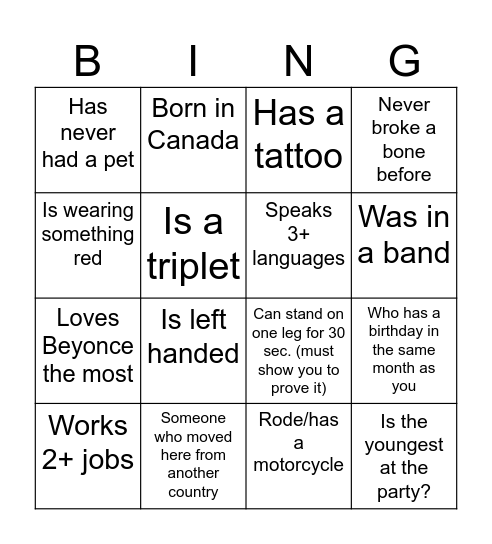 Keisha's Christmas Party Bingo Card