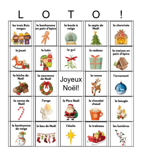 Loto de Noël Bingo Card