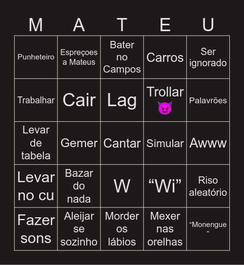 Mateus bingo Card