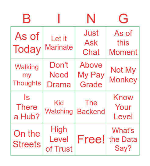 Campbell's Corner Bingo Card