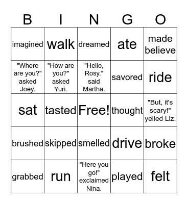 Narrative Language Features  Bingo Card