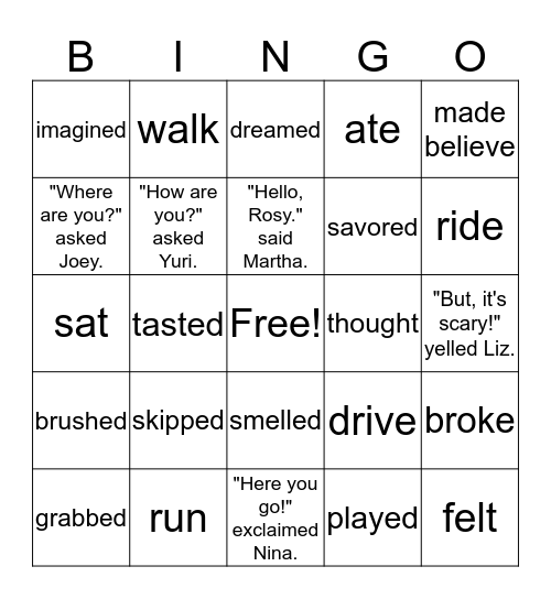 Narrative Language Features  Bingo Card