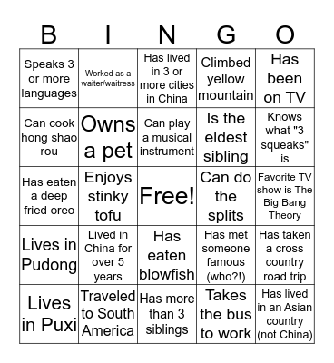 SideChef Bingo Card