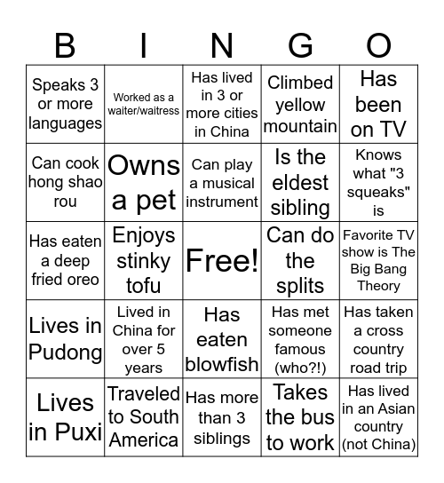 SideChef Bingo Card