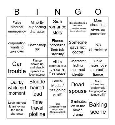 Hallmark Christmas Movies Bingo Card