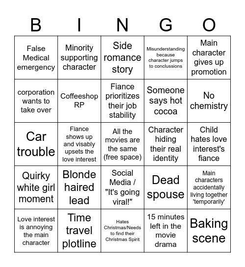 Hallmark Christmas Movies Bingo Card