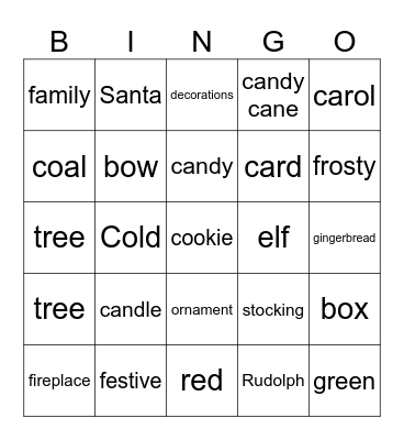 CHRISTMAS BINGO Card