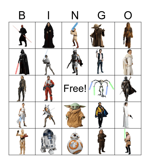 STAR WARS Bingo Card