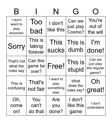 UNO Party! Bingo Card