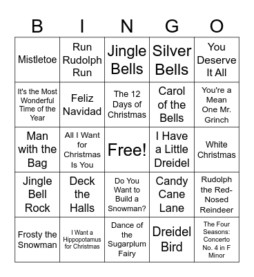 Singo! Winter Holiday Edition Bingo Card