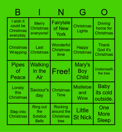 Christmas Bingo Card