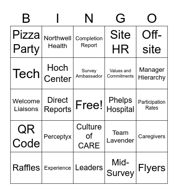 Phelps Survey Ambassador Bingo Game! Bingo Card