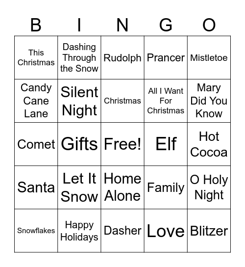 Holiday BINGO Card