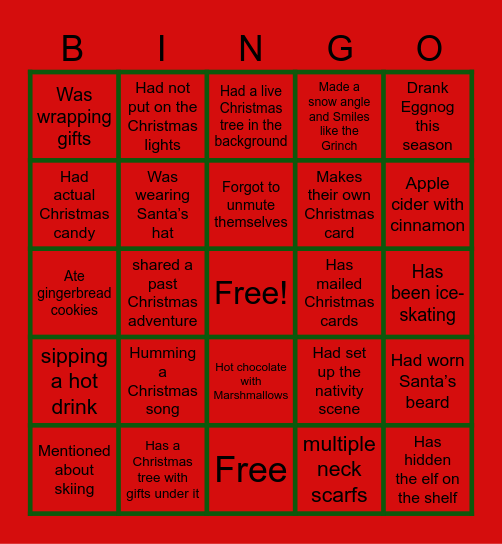 12 Days of Christmas BINGO Card