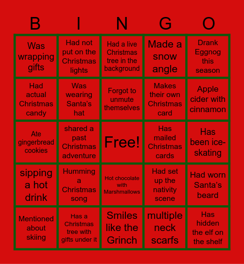 12 Days of Christmas BINGO Card