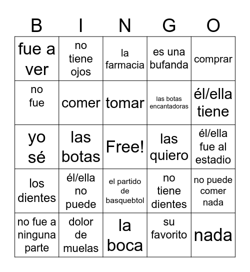 Billy La Bufanda Bingo Card