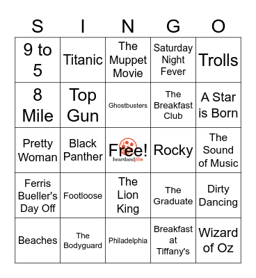 Heartland Film Holiday Singo Bingo Card