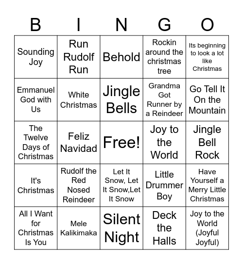 Christmas Bingo Card