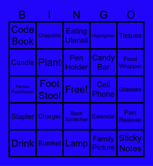 What's in Your Workspace Bingo Card