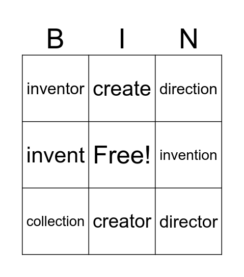 Word Family Bingo Card
