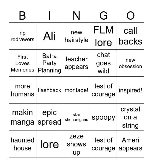 Batra Planning Bingo Card