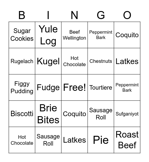 Clutch Holiday Bingo (Food) Bingo Card