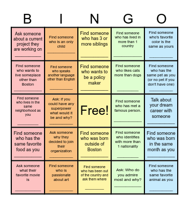 Find Someone Who... Bingo Card