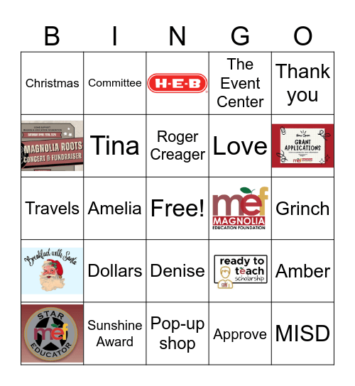 MEF HOLIDAY Bingo Card