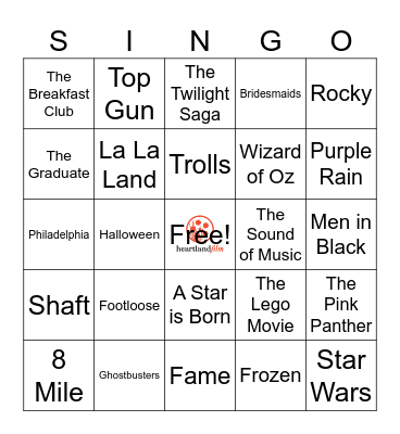 Heartland Film Holiday Singo Bingo Card