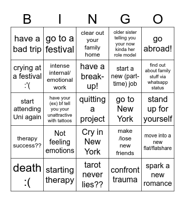 Fun 2023 Bingo Card