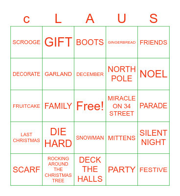 #31 CHRISTMAS CLAUS Bingo Card