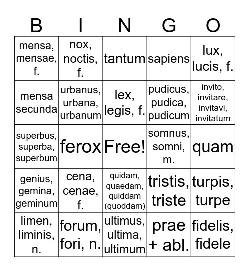 Chapter 26 Bingo Card