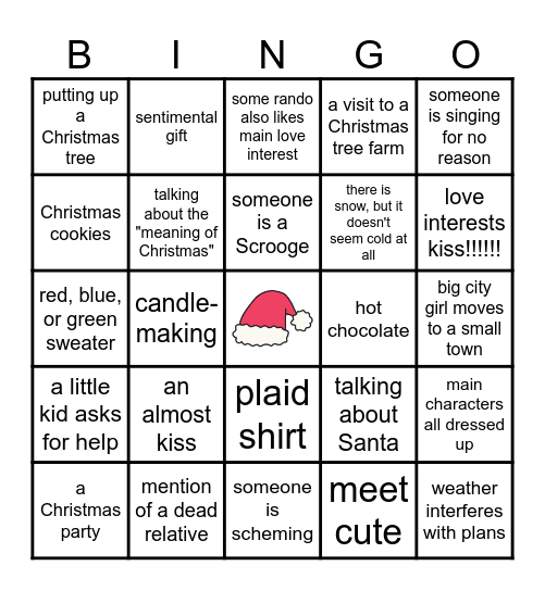 Hallmark Movie Night Bingo Card