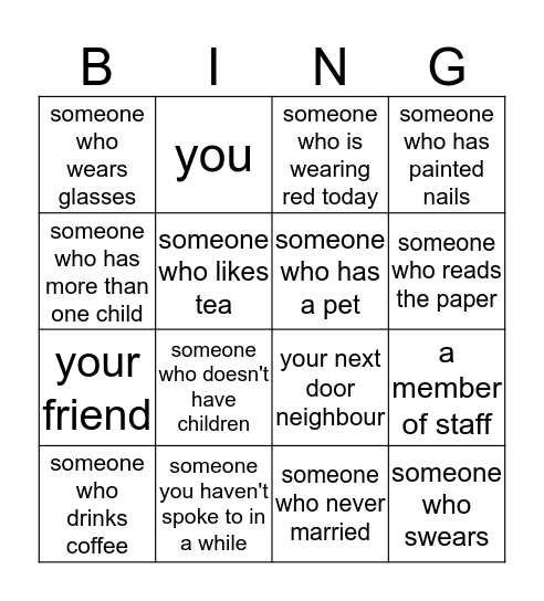 People Bingo Card