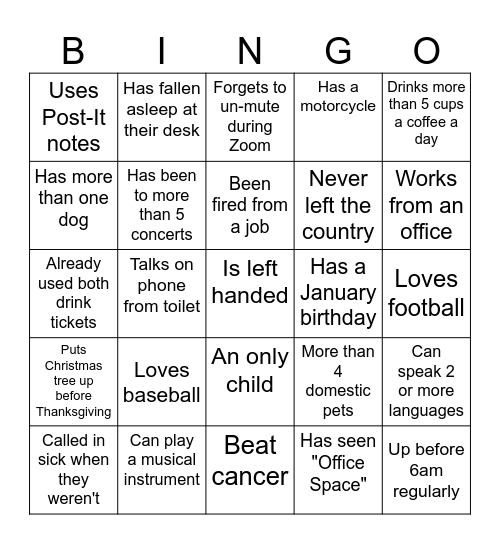 MPA Company Bingo Card