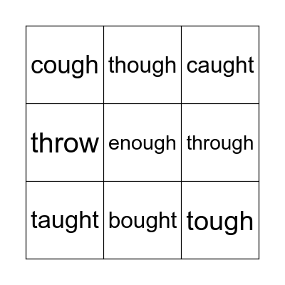 Vocabulary Bingo Card