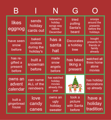 Virtual Holiday Bingo Card