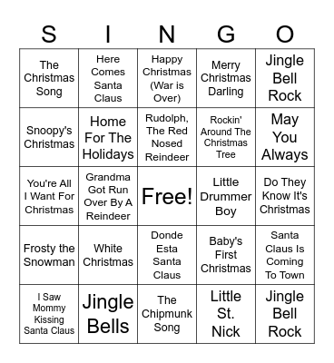 AE Engagement 2023 Christmas Singo Bingo Card