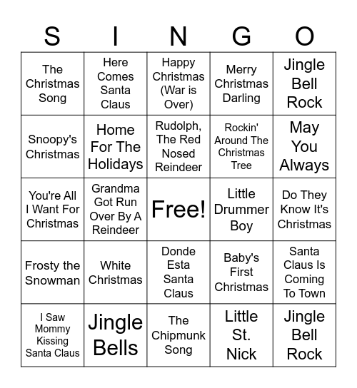 AE Engagement 2023 Christmas Singo Bingo Card