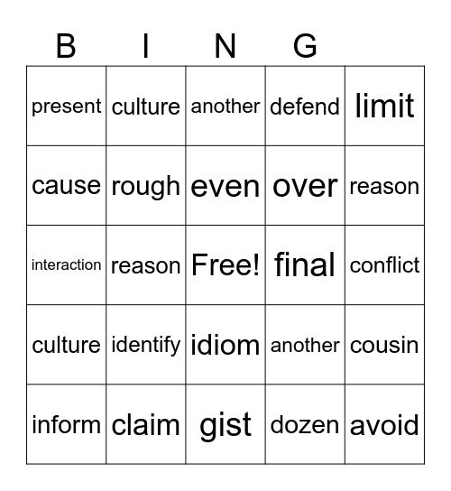 5th grade quarter 2 spelling Bingo Card