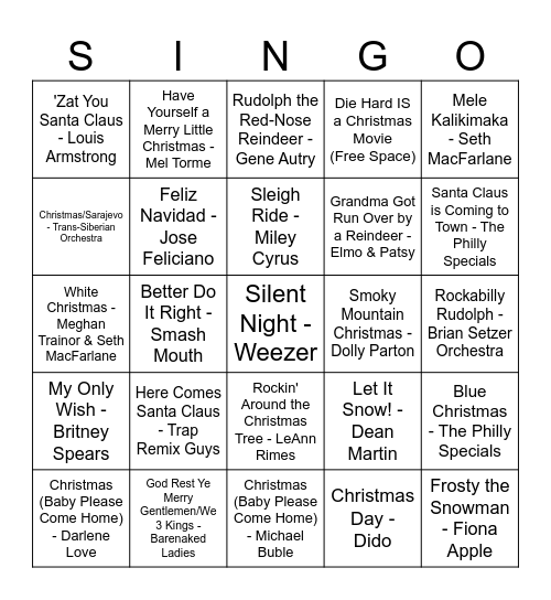 corporate approved singo Bingo Card