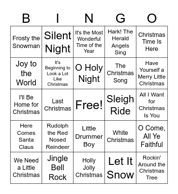 Christmas Carol BIngo Card