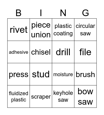 metals Bingo Card