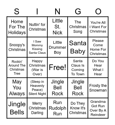 AE Engagement Christmas Singo 2023 Bingo Card