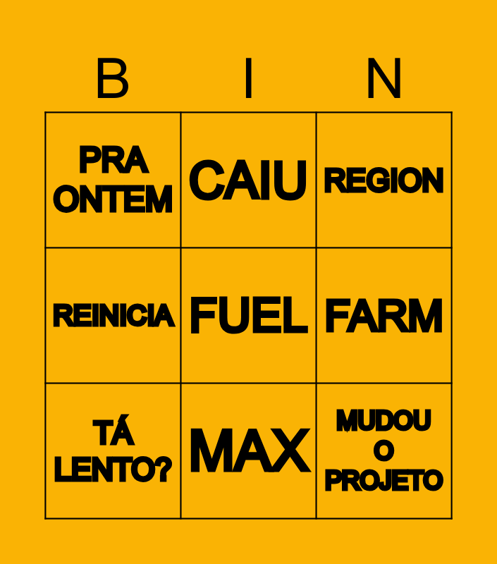 Fuel Bingo Card