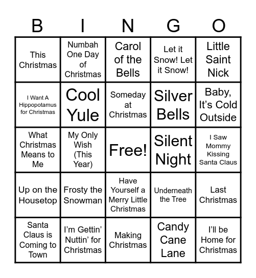 Holiday Bingo Card