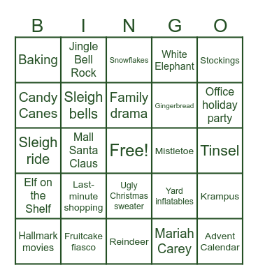 Holiday Bingo Card