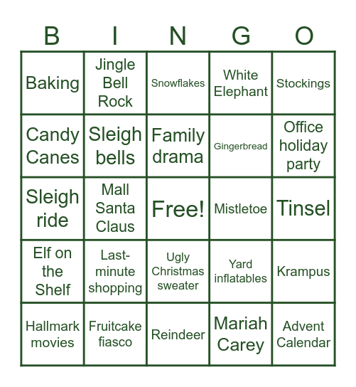 Holiday Bingo Card