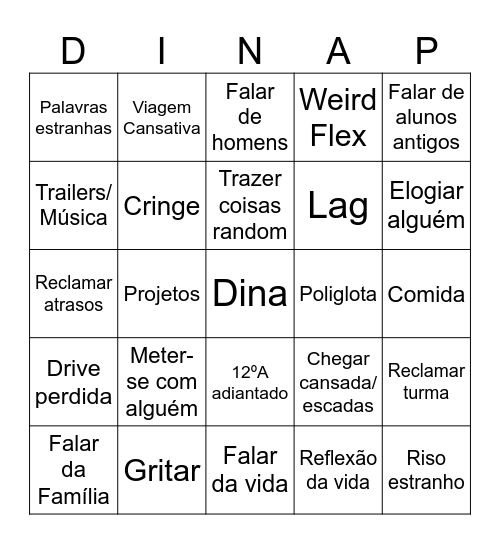 Dina Bingo Card