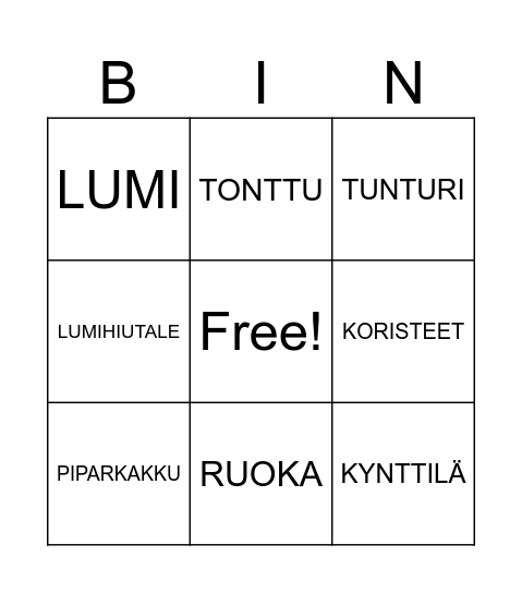JOULUBINGO Card